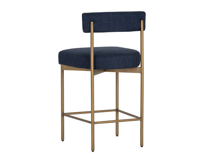 Sunpan - Seneca Counter Stool - Antique Brass - Arena Navy - 106060 veiw 3