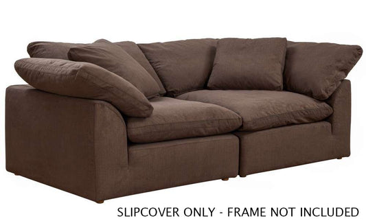 Sunset Trading - Contemporary Puff Collection Slipcover Only for 2PC 88in Sectional Sofa Brown - SU-1458SC-88-2C veiw 1