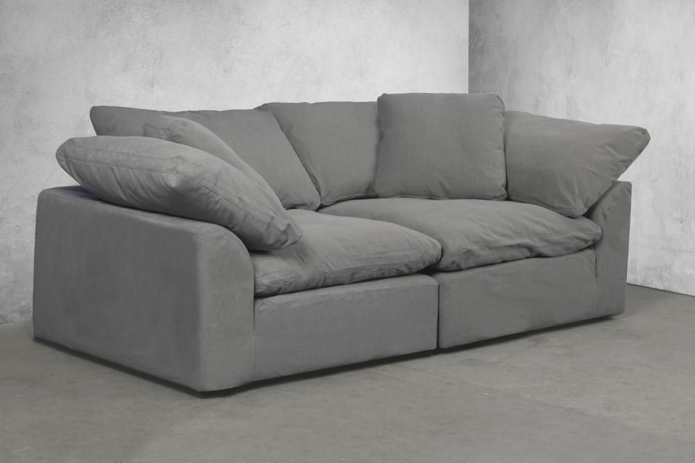 Sunset Trading - Contemporary Puff Collection Slipcover Only for 2PC 88in Sectional Sofa Gray - SU-1458SC-94-2C veiw 3
