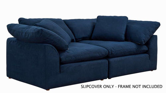 Sunset Trading - Contemporary Puff Collection Slipcover Only for 2PC 88in Sectional Sofa Navy Blue - SU-1458SC-49-2C veiw 1