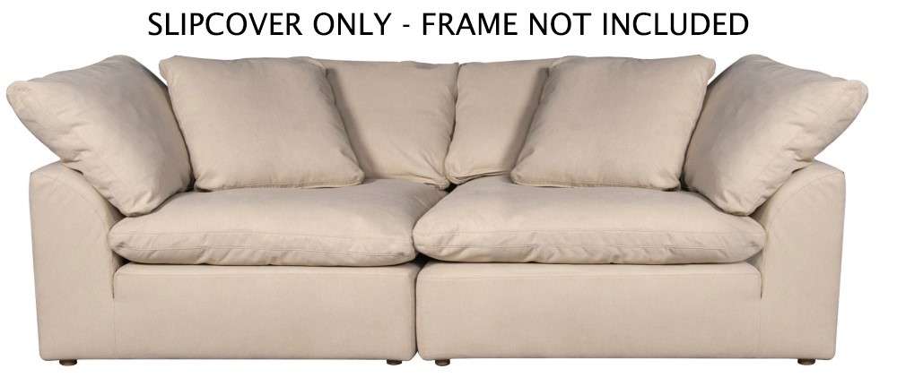 Sunset Trading - Contemporary Puff Collection Slipcover Only for 2PC 88in Sectional Sofa Tan/Beige - SU-1458SC-84-2C veiw 1