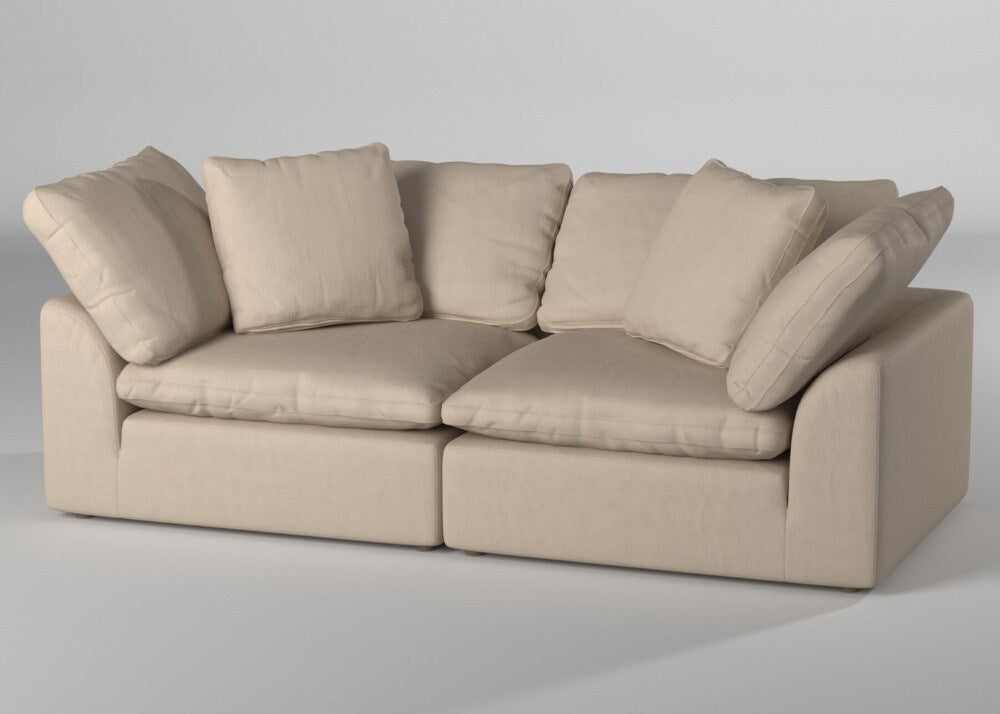 Sunset Trading - Contemporary Puff Collection Slipcover Only for 2PC 88in Sectional Sofa Tan/Beige - SU-1458SC-84-2C veiw 3