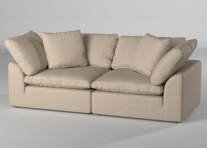 Sunset Trading - Contemporary Puff Collection Slipcover Only for 2PC 88in Sectional Sofa Tan/Beige - SU-1458SC-84-2C veiw 3