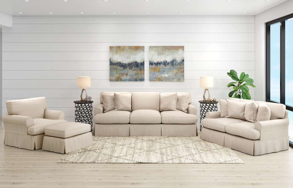 Sunset Trading -  Horizon 4 Piece Slipcovered Living Room Set  - SU-1176-84-00102030 veiw 8