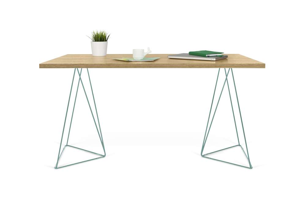 TEMAHOME - Flow Desk in Oak / Sea Green Lacquered Steel - 9500053245 veiw 2
