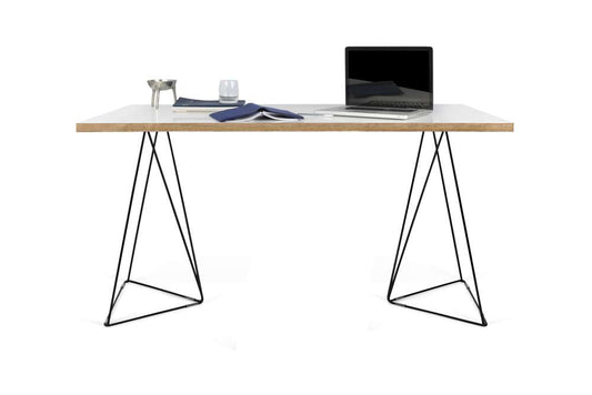 TEMAHOME - Flow Desk in Pure White & Plywood / Black Lacquered Steel - 9500053214 veiw 2
