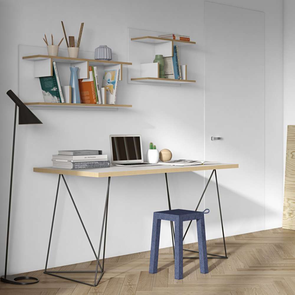 TEMAHOME - Flow Desk in Pure White & Plywood / Black Lacquered Steel - 9500053214 veiw 7