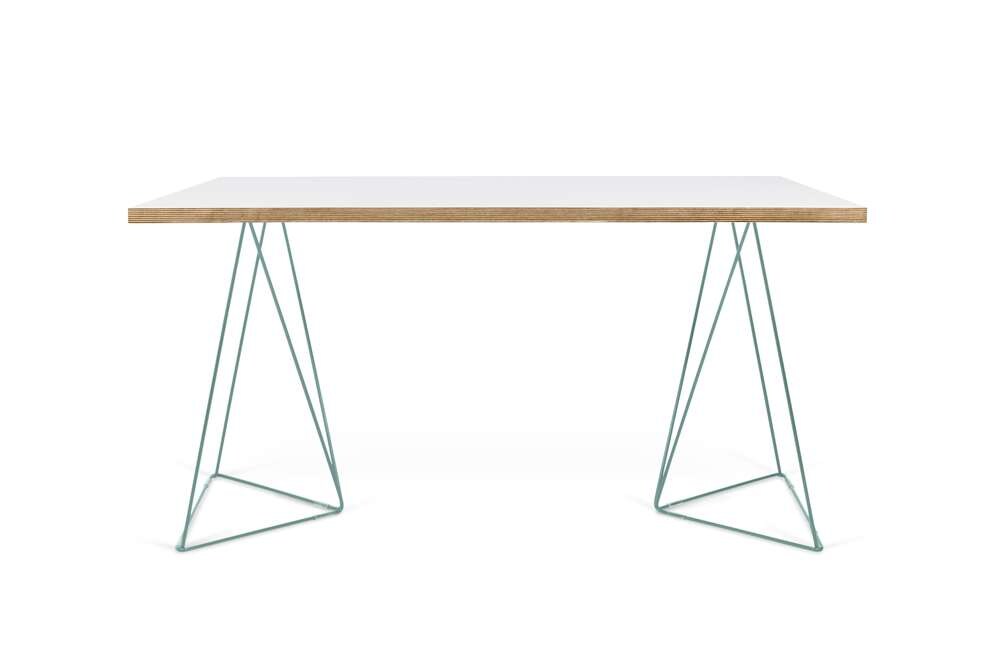 TEMAHOME - Flow Desk in Pure White & Plywood / Sea Green Lacquered Steel - 9500053238 veiw 1