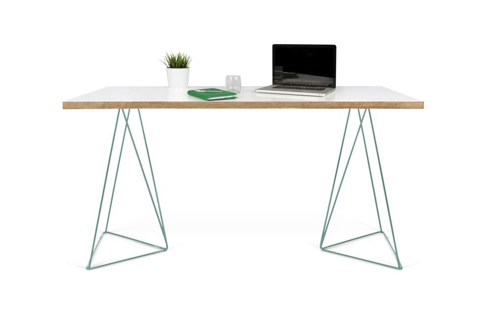 TEMAHOME - Flow Desk in Pure White & Plywood / Sea Green Lacquered Steel - 9500053238 veiw 2