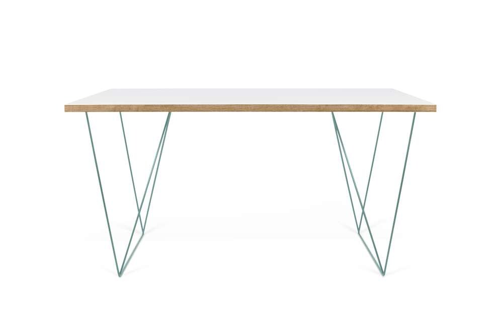TEMAHOME - Flow Desk in Pure White & Plywood / Sea Green Lacquered Steel - 9500053238 veiw 4