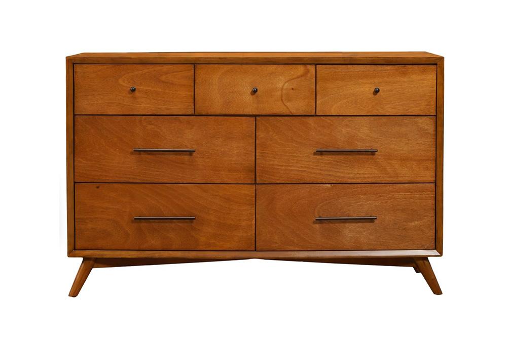 Alpine Furniture - Flynn Mid Century Modern 7 Drawer Dresser, Acorn - 966-03 view 1