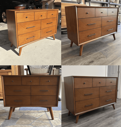 Alpine Furniture - Flynn Mid Century Modern 7 Drawer Dresser, Acorn - 966-03 view 4
