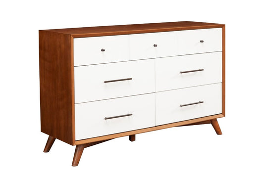 Alpine Furniture - Flynn 7 Drawer Two Tone Dresser, Acorn/White - 999-03 view 1