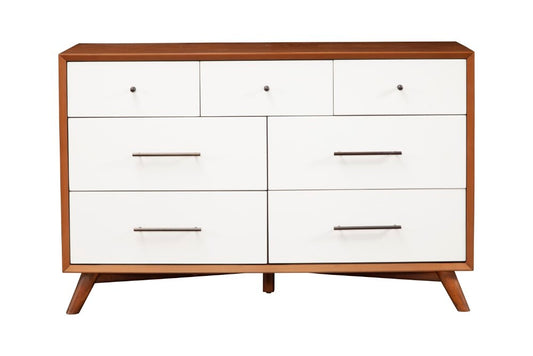 Alpine Furniture - Flynn 7 Drawer Two Tone Dresser, Acorn/White - 999-03 view 2