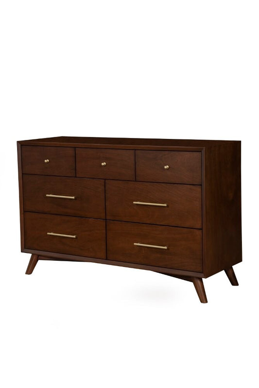 Alpine Furniture - Flynn Mid Century Modern 7 Drawer Dresser, Walnut - 966WAL-03 veiw 2