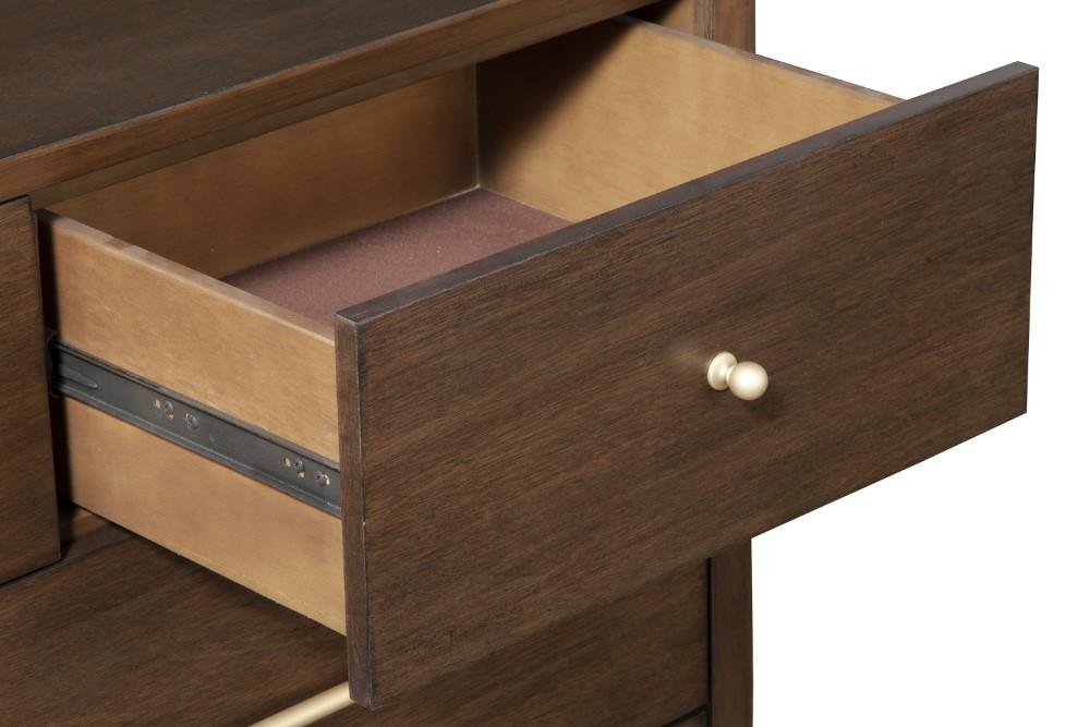 Alpine Furniture - Flynn Mid Century Modern 7 Drawer Dresser, Walnut - 966WAL-03 veiw 5