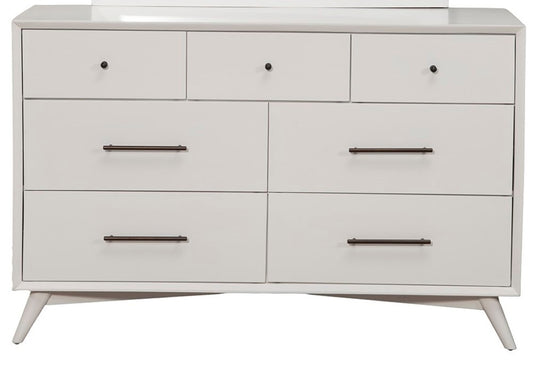 Alpine Furniture - Flynn Mid Century Modern 7 Drawer Dresser, White - 966-W-03 veiw 1