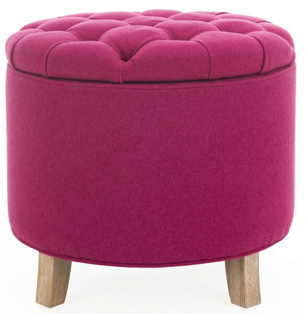 Safavieh - Amiela Tuffted Ottoman - Berry - HUD8220U veiw 1