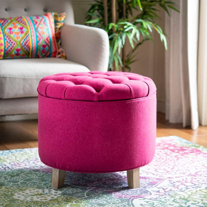 Safavieh - Amiela Tuffted Ottoman - Berry - HUD8220U veiw 2