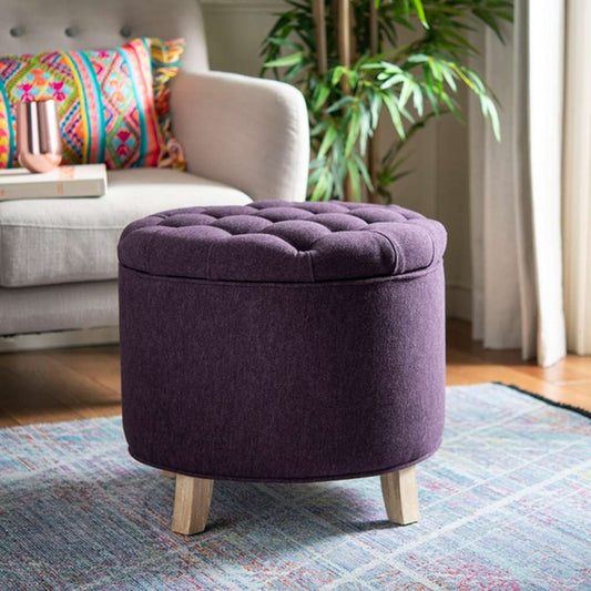 Safavieh - Amiela Tuffted Ottoman - Plum - HUD8220T veiw 2