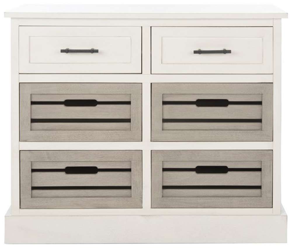 Safavieh - Briar 6Drw Storage Unit - Distrssed White - Greige - STG5701A veiw 1