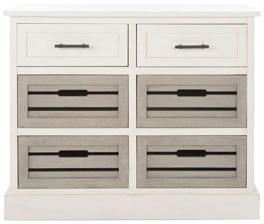 Safavieh - Briar 6Drw Storage Unit - Distrssed White - Greige - STG5701A veiw 1