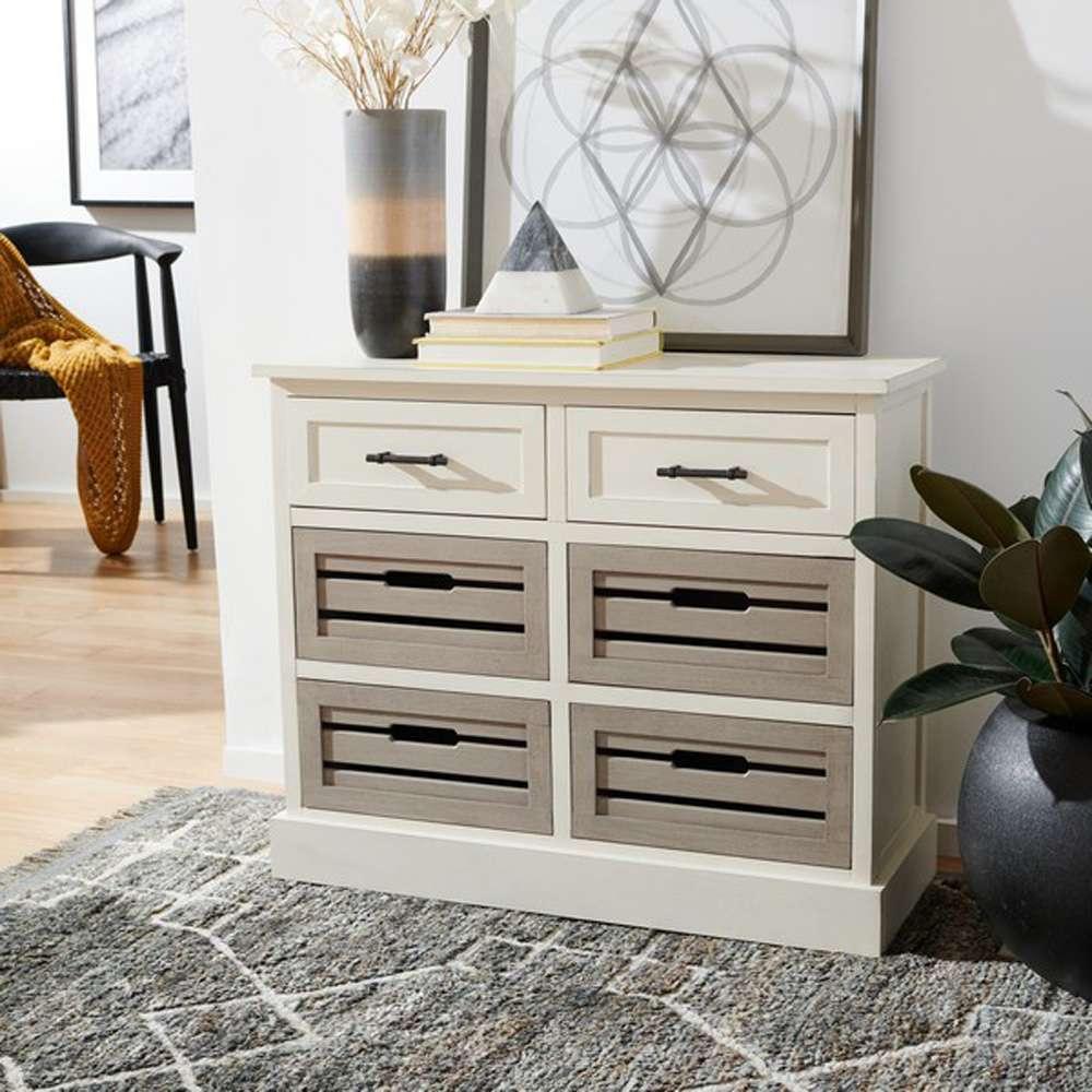 Safavieh - Briar 6Drw Storage Unit - Distrssed White - Greige - STG5701A veiw 2