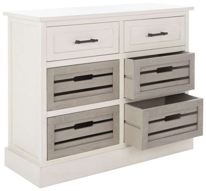 Safavieh - Briar 6Drw Storage Unit - Distrssed White - Greige - STG5701A veiw 4