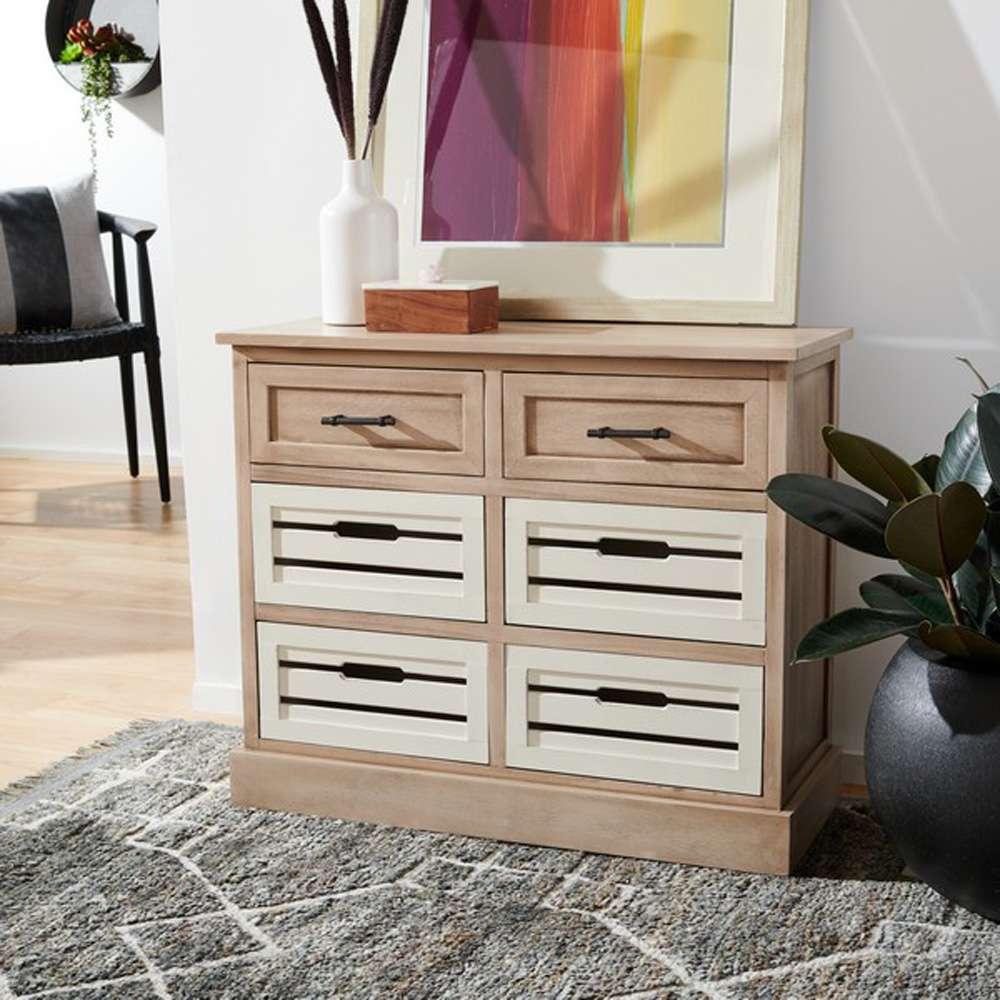 Safavieh - Briar 6Drw Storage Unit - Sand - Distressed White - STG5701B veiw 2