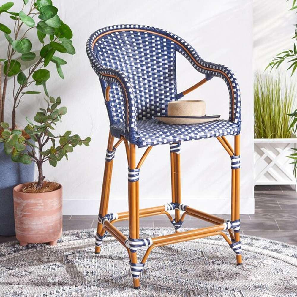 Safavieh - California Counter Stool W Arm - Navy - White - PAT7533E veiw 2