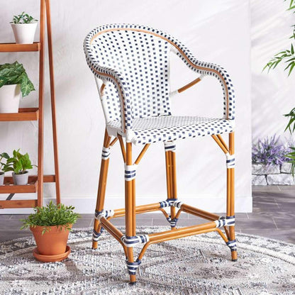 Safavieh - California Counter Stool W Arm - White - Navy - PAT7533D veiw 2