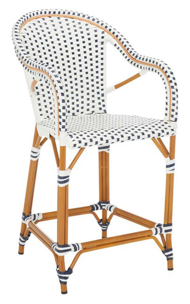 Safavieh - California Counter Stool W Arm - White - Navy - PAT7533D veiw 3
