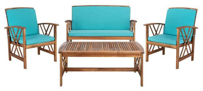 Safavieh - Fontana 4 Pc Outdoor Set - Natural - Aqua - PAT7008Q veiw 1
