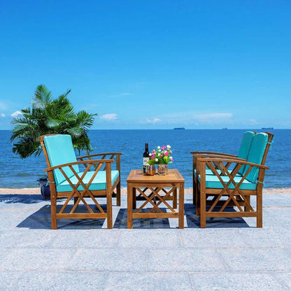 Safavieh - Fontana 4 Pc Outdoor Set - Natural - Aqua - PAT7008Q veiw 3