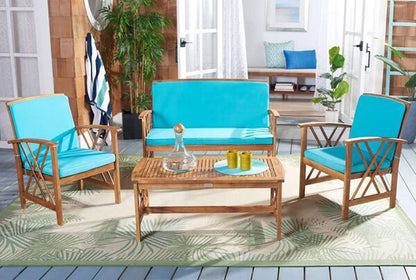 Safavieh - Fontana 4 Pc Outdoor Set - Natural - Aqua - PAT7008Q veiw 4
