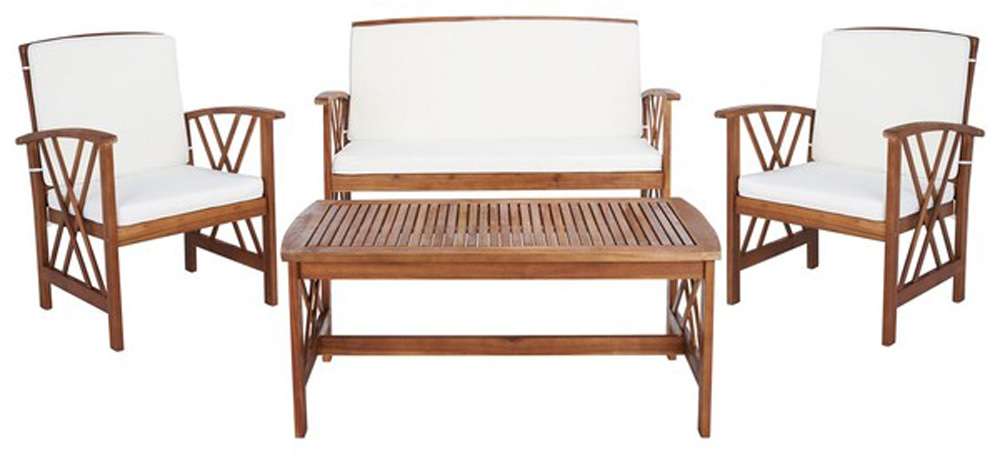Safavieh - Fontana 4 Pc Outdoor Set - Natural - Beige - PAT7008A veiw 1