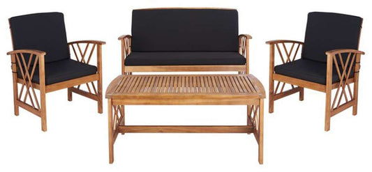 Safavieh - Fontana 4 Pc Outdoor Set - Natural - Black - PAT7008X veiw 1