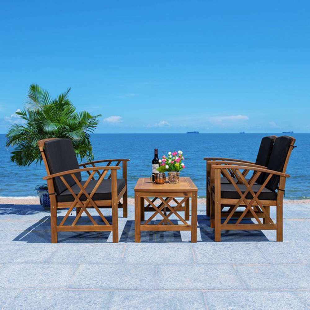 Safavieh - Fontana 4 Pc Outdoor Set - Natural - Black - PAT7008X veiw 2