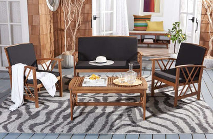 Safavieh - Fontana 4 Pc Outdoor Set - Natural - Black - PAT7008X veiw 4