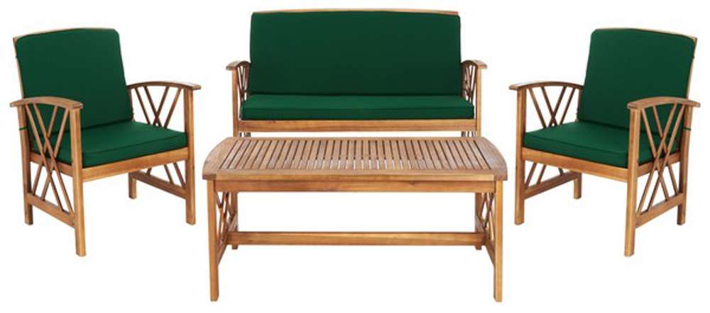 Safavieh - Fontana 4 Pc Outdoor Set - Natural - Green - PAT7008N veiw 1