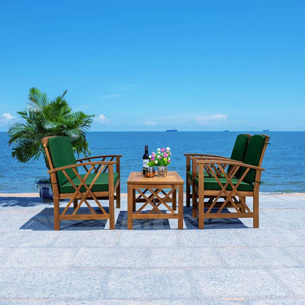 Safavieh - Fontana 4 Pc Outdoor Set - Natural - Green - PAT7008N veiw 3