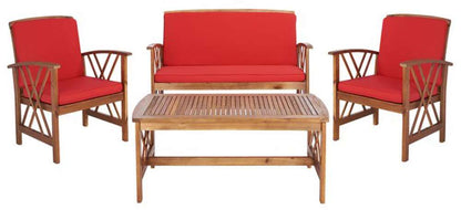 Safavieh - Fontana 4 Pc Outdoor Set - Natural - Red - PAT7008R veiw 1