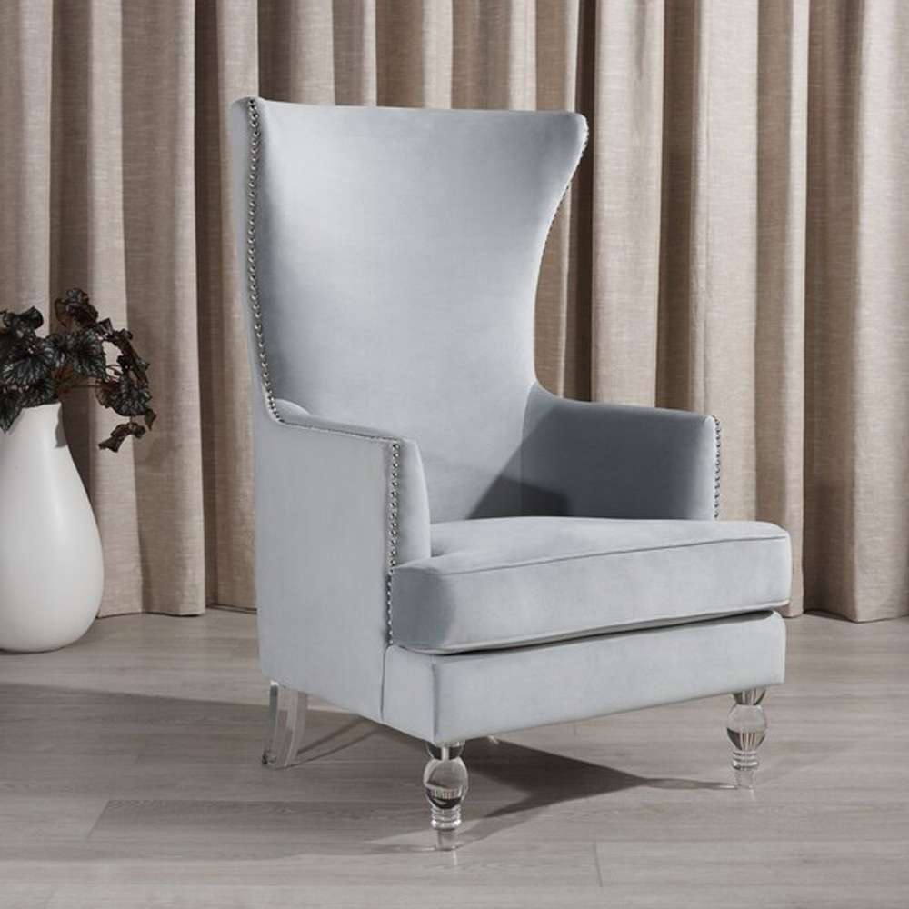 Safavieh - Geode Modern Wingback Chair - Light Silver - SFV4745A veiw 2