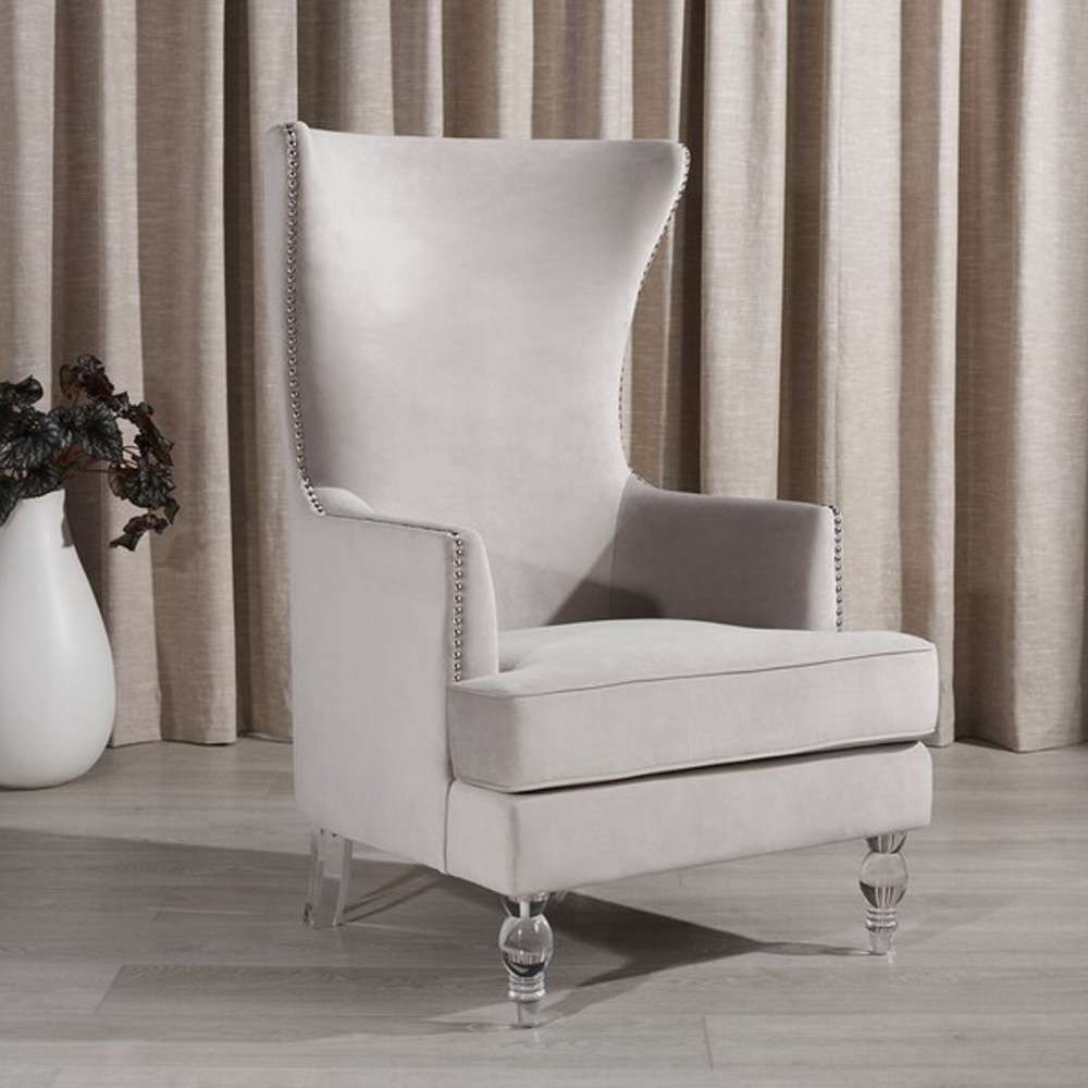 Safavieh - Geode Modern Wingback Chair - Pale Taupe - SFV4745C veiw 2