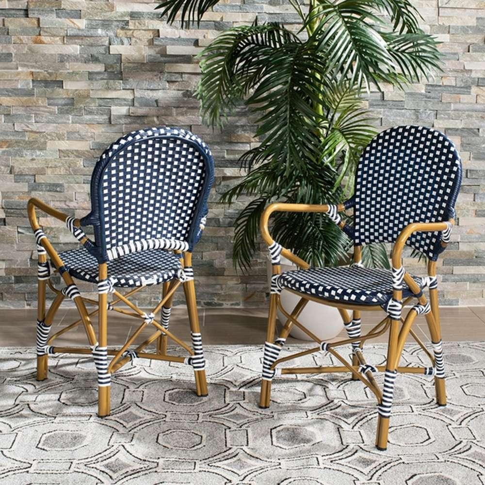 Safavieh - Hooper Arm Chair - Navy - White  (Set of 2) - FOX5209F-SET2 veiw 2