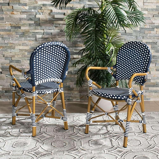 Safavieh - Hooper Arm Chair - Navy - White  (Set of 2) - FOX5209F-SET2 veiw 2