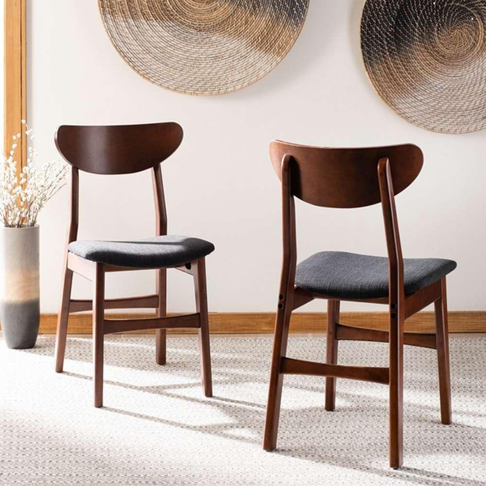Safavieh - Lucca Retro Dining Chair - Walnut - Black  (Set of 2) - DCH1001F-SET2 veiw 2