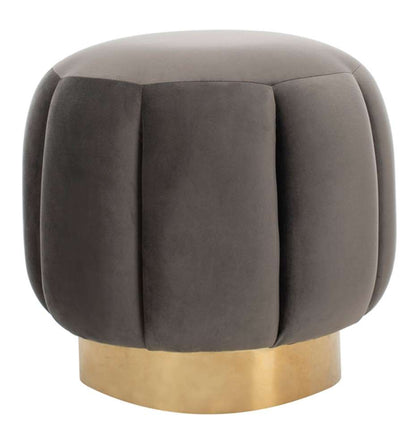 Safavieh - Maxine Channel Tufted Ottoman - Dark Grey - Gold - SFV4707B veiw 1