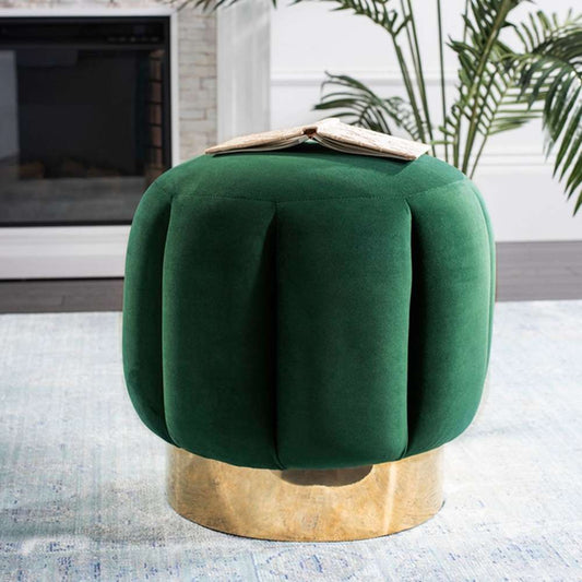 Safavieh - Maxine Channel Tufted Ottoman - Emerald - Gold - SFV4707D veiw 2