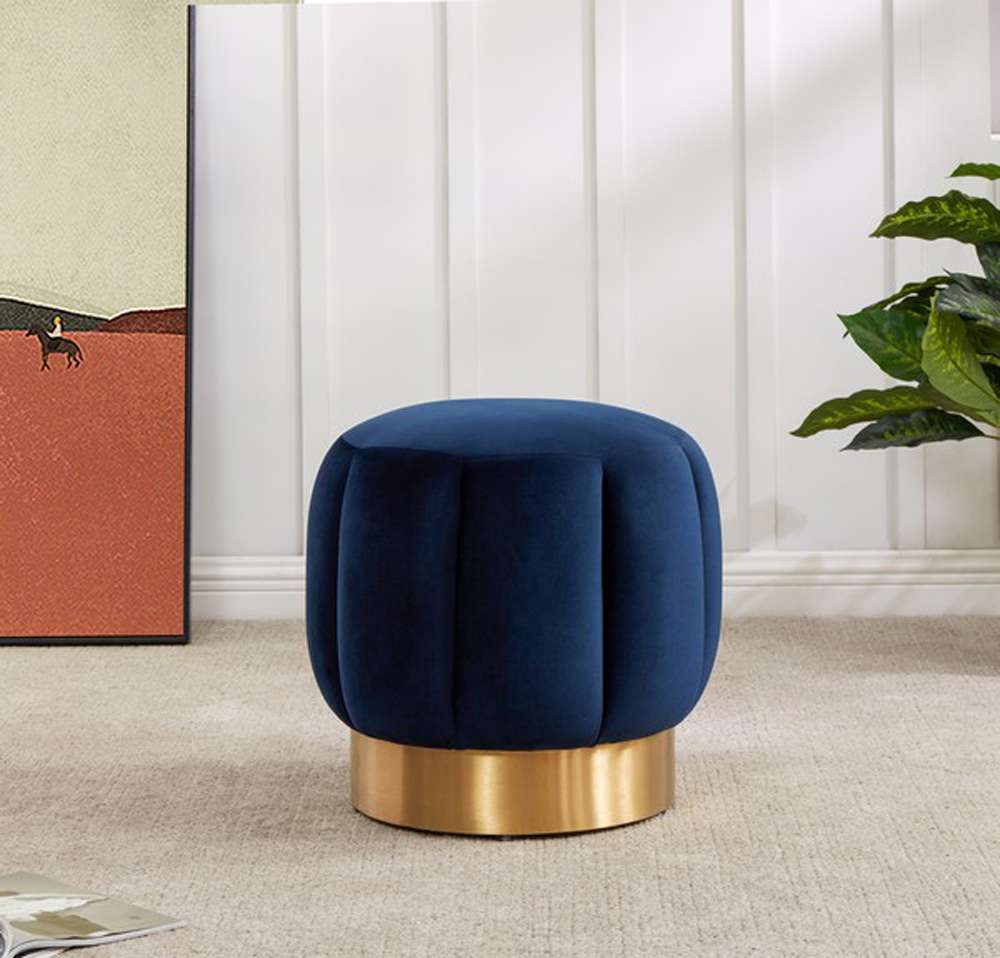 Safavieh - Maxine Channel Tufted Ottoman - Navy - SFV4707I veiw 2